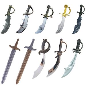 Plastic Pirate Cutlass Sword- Costume Accessory Silver, Gold