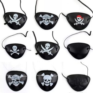 Pirate Eye Patches for Pirate Party Decorations,Black Plastic Pirate Eye Patches for Kids
