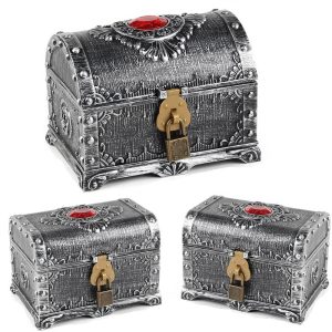 Medium Spray paint ruby Antique sliver treasure chest