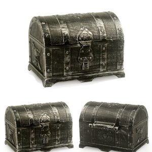 Medium electroplate antique silver treasure chest