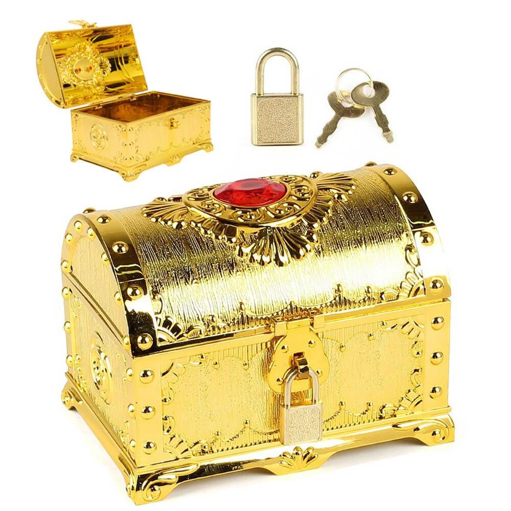 Medium electroplate ruby gold treasure chest