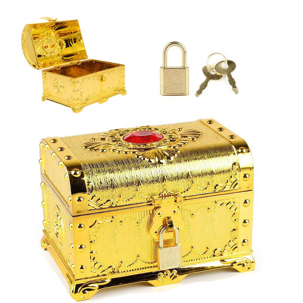 Medium electroplate ruby gold treasure chest