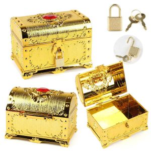 Medium electroplate ruby gold treasure chest