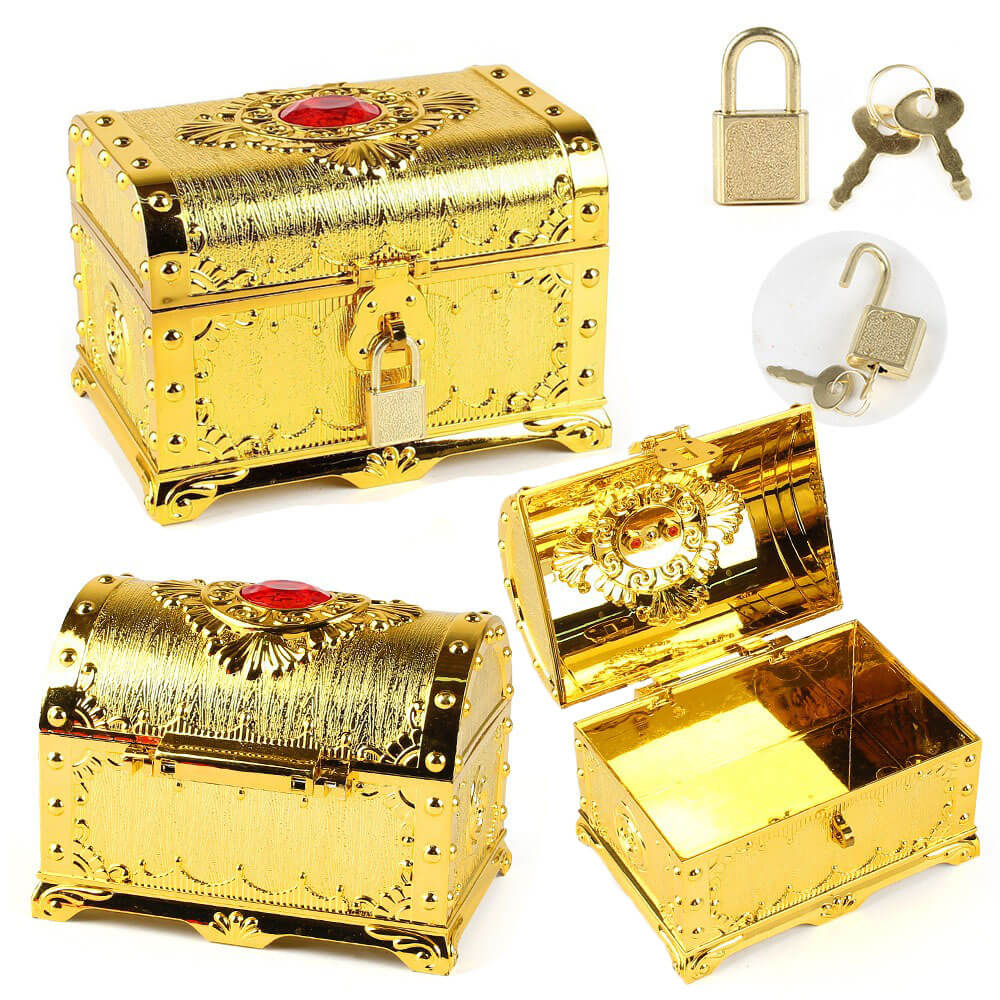 Medium electroplate ruby gold treasure chest
