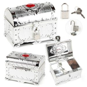 Medium electroplate ruby sliver treasure chest