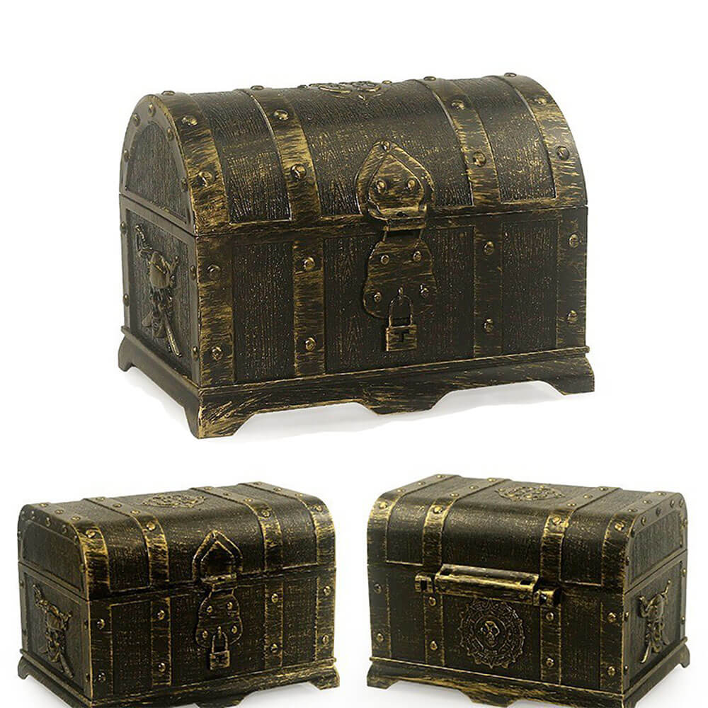 Medium painted bronze treasure chest