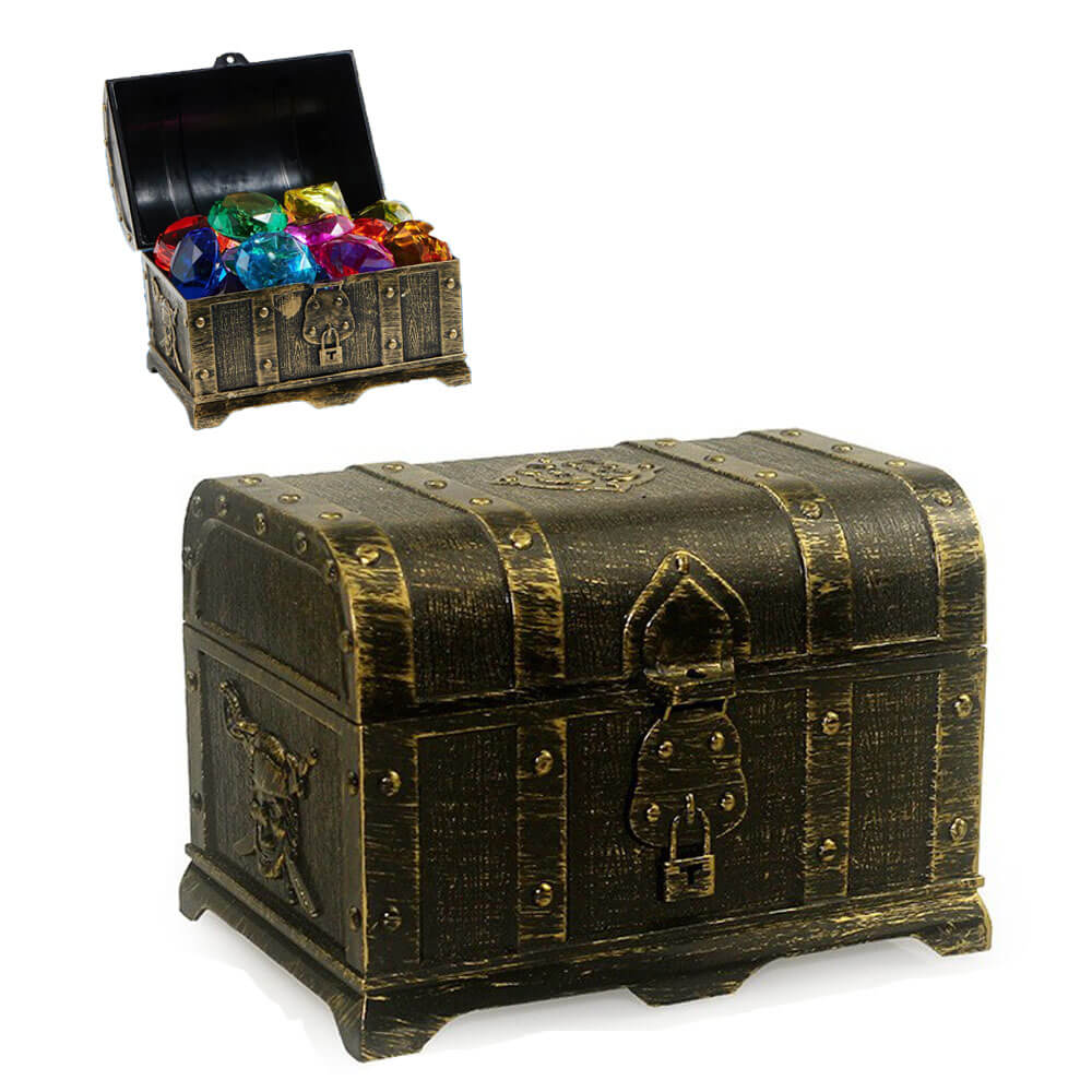 Medium painted bronze treasure chest