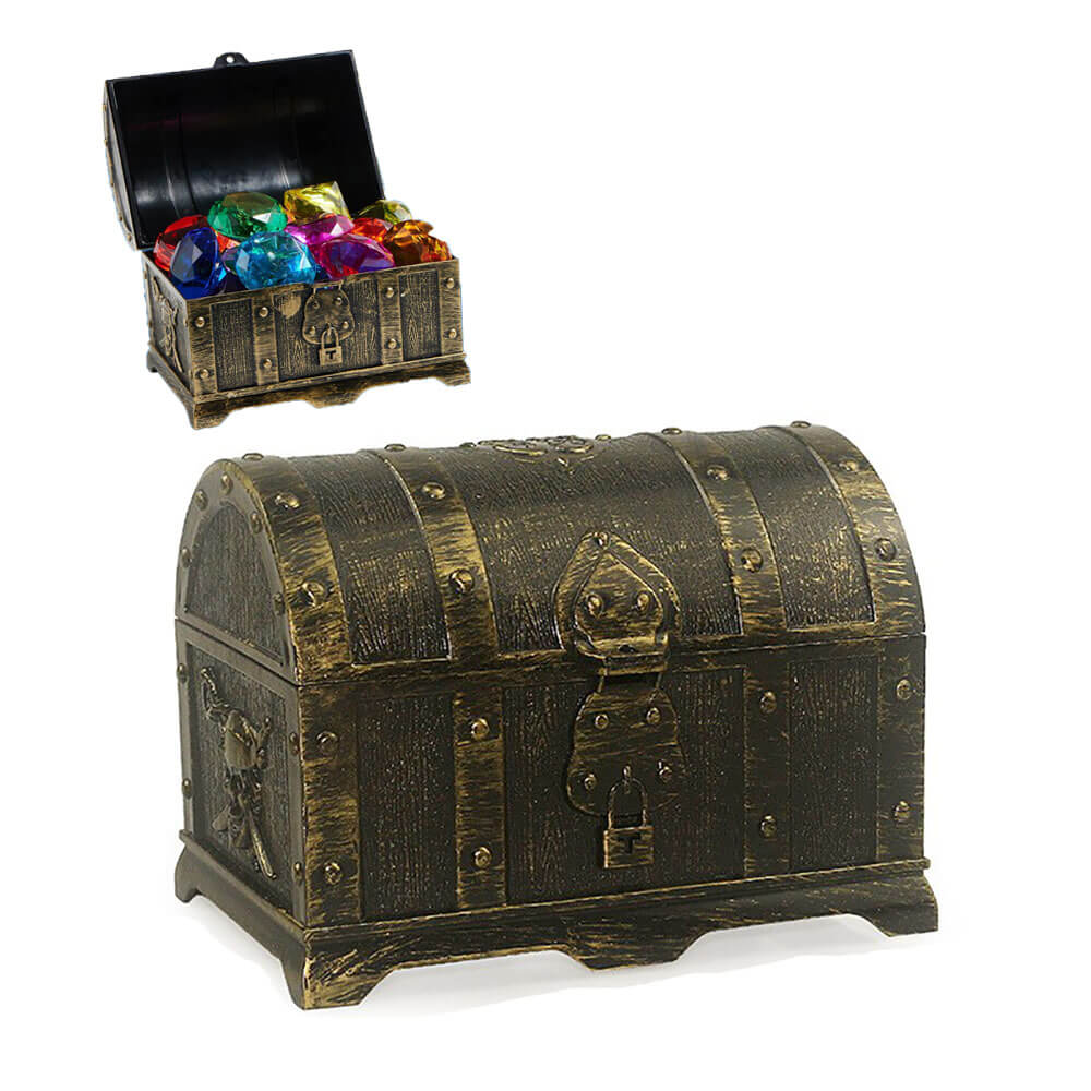 Medium painted bronze treasure chest